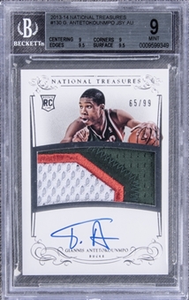 2013/14 "National Treasures" #130 Giannis Antetokounmpo Signed Jersey Rookie Card (#65/99) – BGS MINT 9/BGS 10